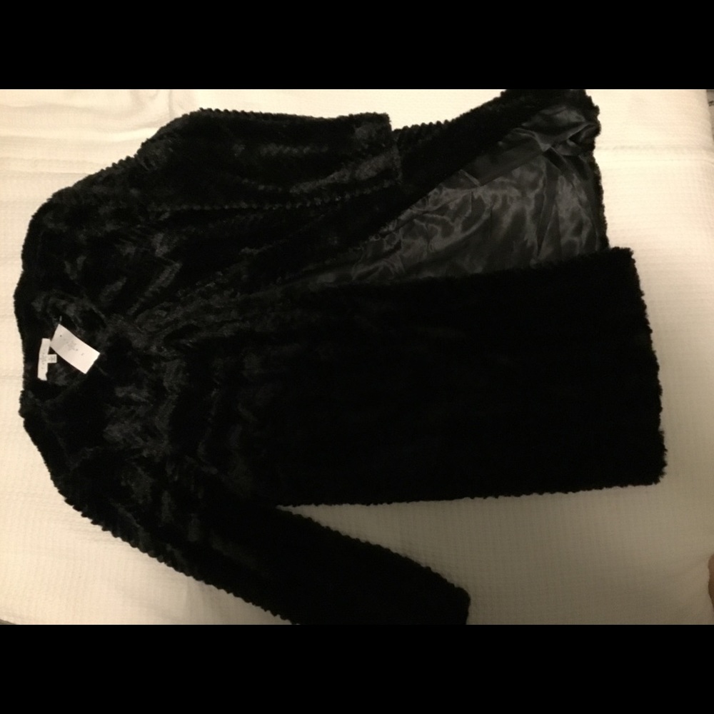 Long Sleeve Faux Fur Black Jacket